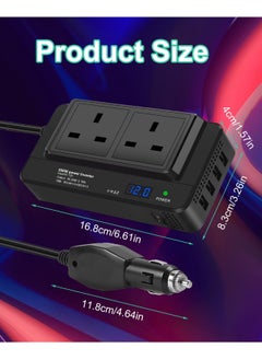 Excefore 200W Car Voltage Converter Inverter, DC 12V to AC 230V with 2 Sockets and 4 USB Ports, Fast Charging Car Charger with Cigarette Lighter Plug for Business Trips and Vacation  - Image 2