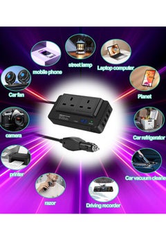 Excefore 200W Car Voltage Converter Inverter, DC 12V to AC 230V with 2 Sockets and 4 USB Ports, Fast Charging Car Charger with Cigarette Lighter Plug for Business Trips and Vacation  - Image 4