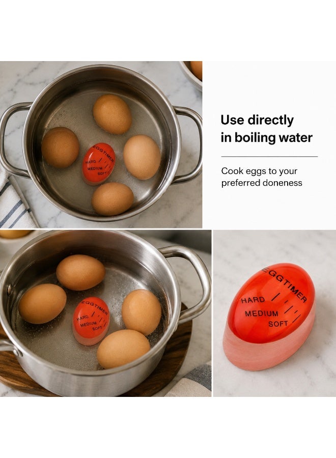 Reusable Color Changing Egg Timer for Boiling Eggs, Soft Medium & Hard Doneness Indicator, Heat-Sensitive Cooking Guide for Boiled Eggs, Red, 1 Piece - Image 5
