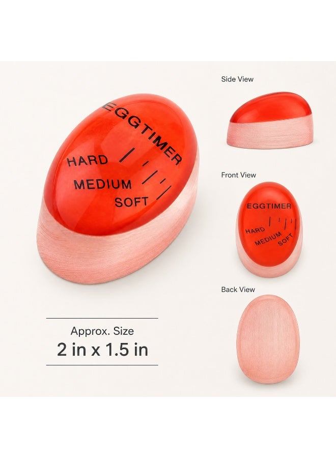 Reusable Color Changing Egg Timer for Boiling Eggs, Soft Medium & Hard Doneness Indicator, Heat-Sensitive Cooking Guide for Boiled Eggs, Red, 1 Piece - Image 2