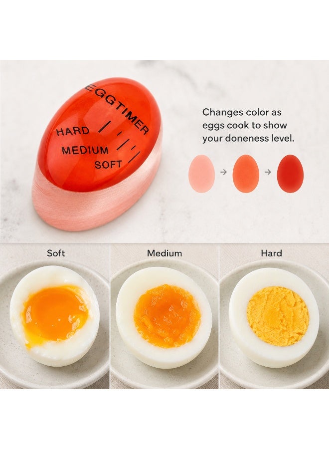 Reusable Color Changing Egg Timer for Boiling Eggs, Soft Medium & Hard Doneness Indicator, Heat-Sensitive Cooking Guide for Boiled Eggs, Red, 1 Piece - Image 3