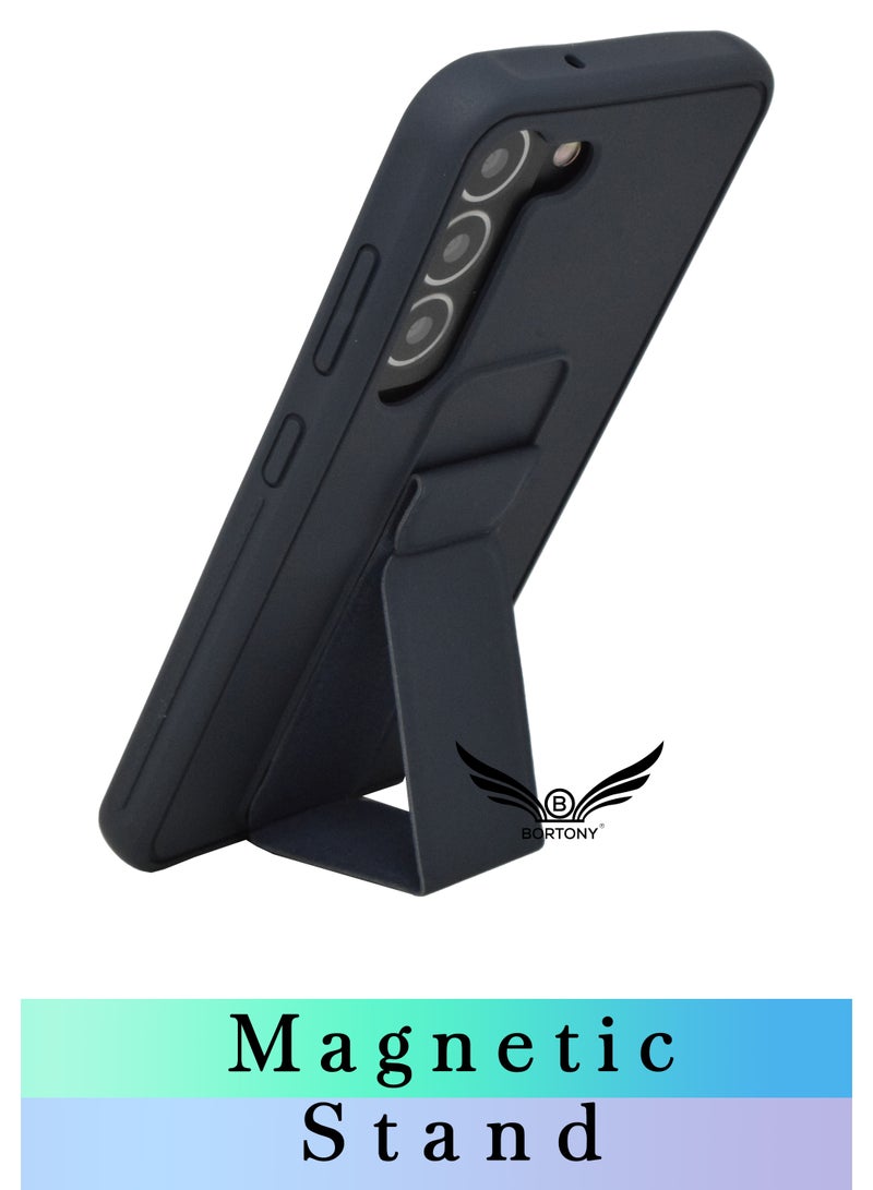 BORTONY Galaxy S23 Plus Cover with Magnetic Stand Holder Premium Silicone Finger Grip Car Mount Kickstand Case Cover For Samsung Galaxy S23 Plus - Image 3