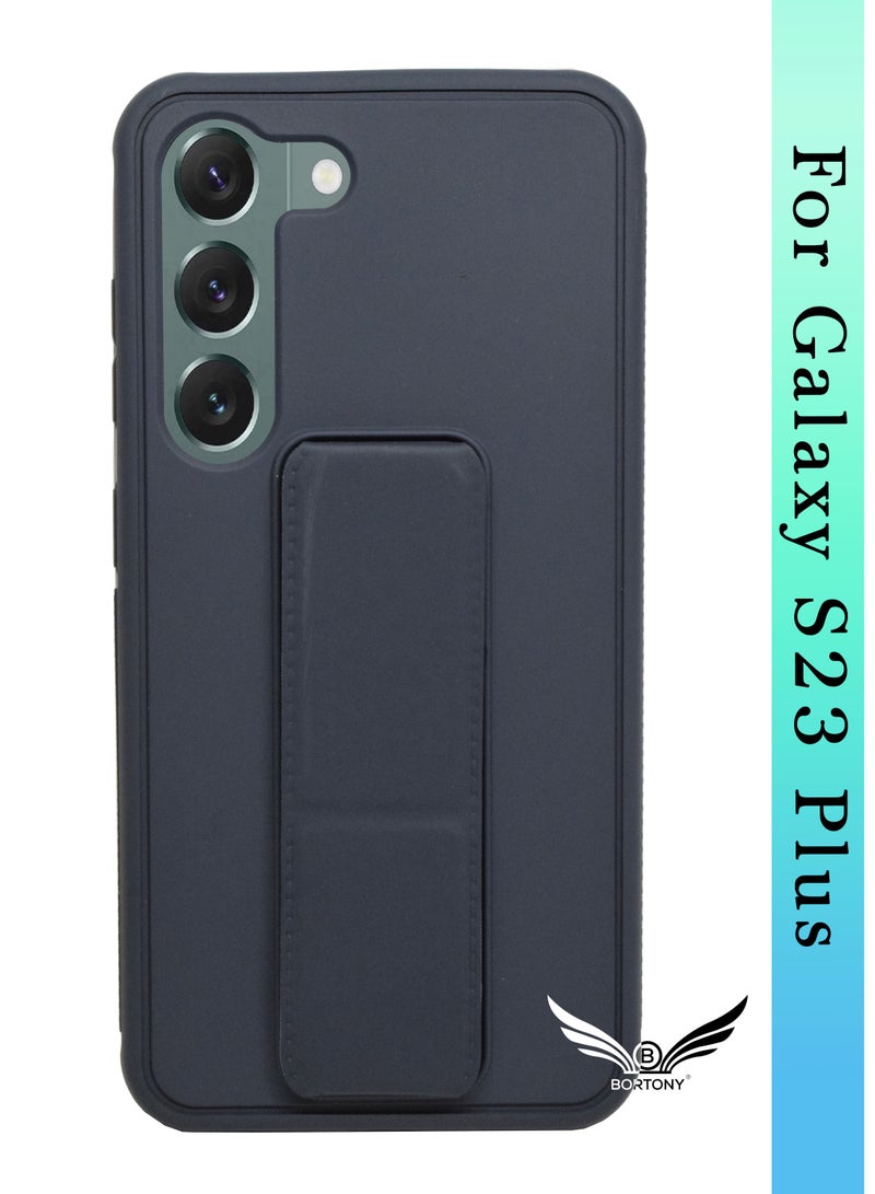 BORTONY Galaxy S23 Plus Cover with Magnetic Stand Holder Premium Silicone Finger Grip Car Mount Kickstand Case Cover For Samsung Galaxy S23 Plus - Image 1