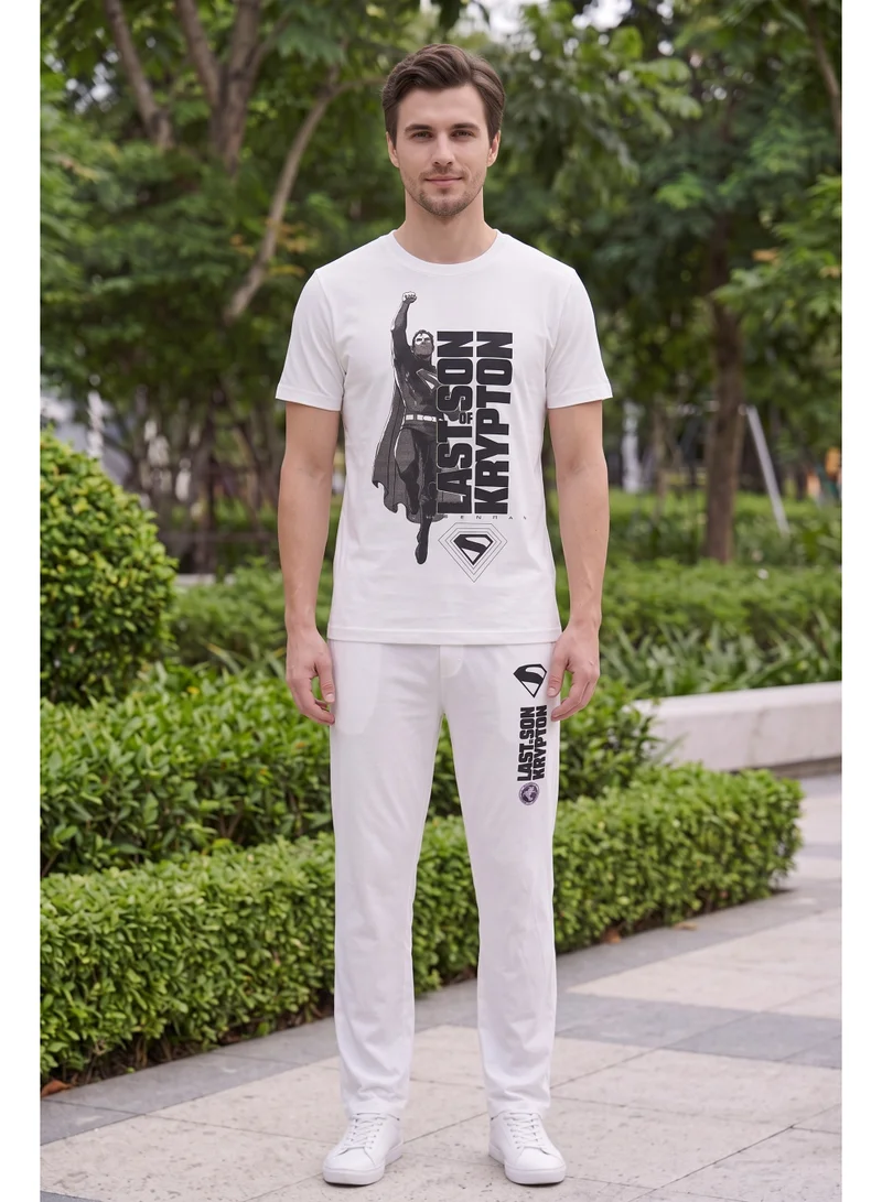 Warner Bros. Warner Bros. Superman Men's Pyjama Set | Official Superman T-Shirt & Lounge Pants Sleepwear Set | Comfortable Cotton Nightwear for Men | Superhero Loungewear & Pajama Set