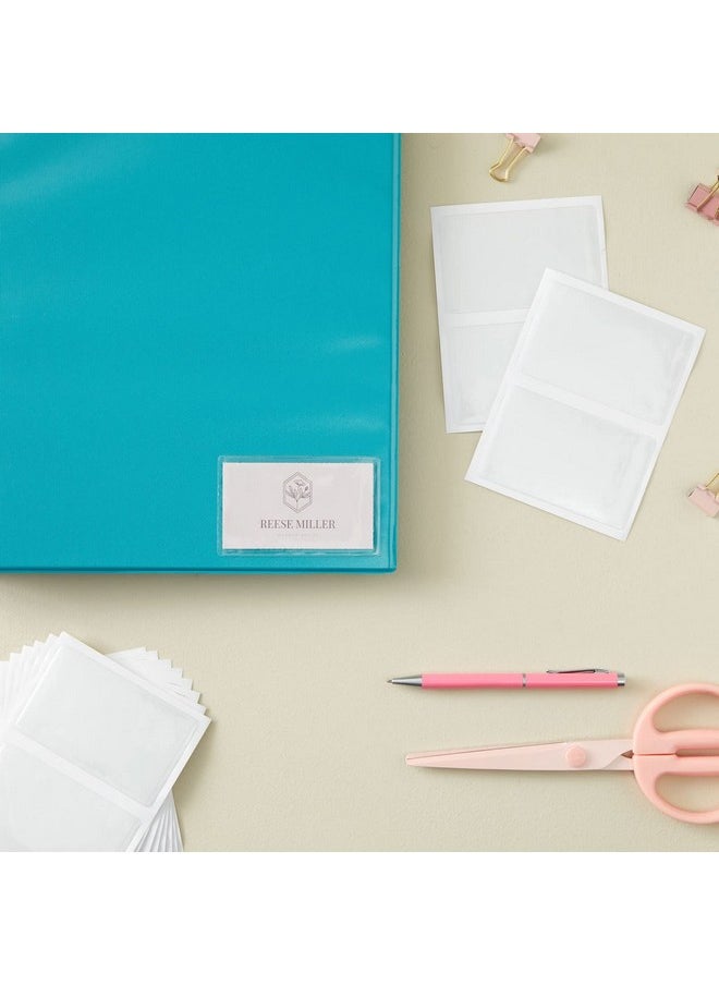 Juvale - 100-Pack Clear Business Card Pockets Holders 3.75X2 In, Self-Adhesive Side Load Plastic Protector, Sleeves Labels, Bulk Set For Storage, Organization, Labeling Bins, Folders, And Files - Image 1
