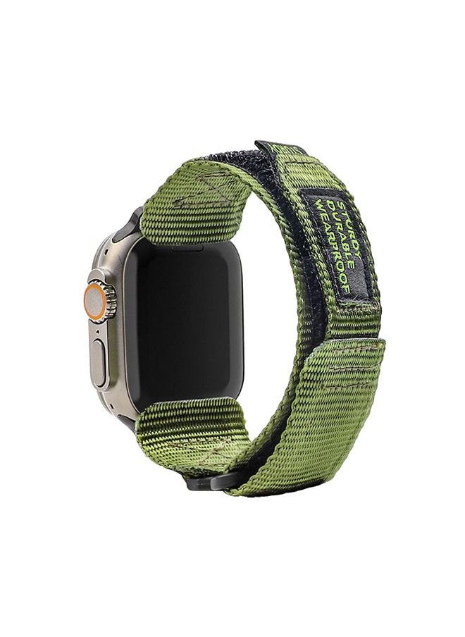 Generic - Nylon Canvas Fabric Bracelet Band Compatible with Apple Watch 8 Ultra | 8 | 7 | 6 | 5 | 4 | 3 | SE,49mm 45mm 44mm 42mm Loop Designed Replacement Adjustable WristBands Straps for iWatch Green - Image 1