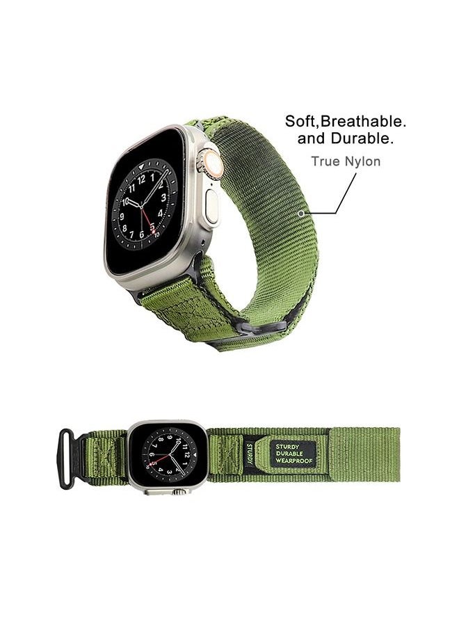 Generic - Nylon Canvas Fabric Bracelet Band Compatible with Apple Watch 8 Ultra | 8 | 7 | 6 | 5 | 4 | 3 | SE,49mm 45mm 44mm 42mm Loop Designed Replacement Adjustable WristBands Straps for iWatch Green - Image 1