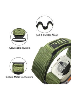 Generic Nylon Canvas Fabric Bracelet Band Compatible with Apple Watch 8 Ultra | 8 | 7 | 6 | 5 | 4 | 3 | SE,49mm 45mm 44mm 42mm Loop Designed Replacement Adjustable WristBands Straps for iWatch Green  - Image 4