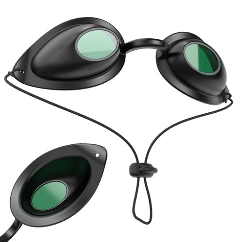 Karono Flexible IPL Goggles Eye Shields - UV Eye Protection Glasses for Skin Therapy, Tanning Bed, Hair Removal, Blocks 200-2000nm Wavelengths, Adjustable Head Strap for Comfort Fit - Image 1