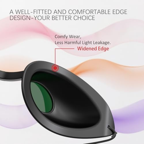 Karono Flexible IPL Goggles Eye Shields - UV Eye Protection Glasses for Skin Therapy, Tanning Bed, Hair Removal, Blocks 200-2000nm Wavelengths, Adjustable Head Strap for Comfort Fit - Image 4