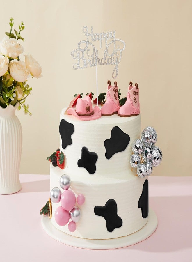 RoundFunny 26 Pcs Cowgirl Cake Decorations Cowgirl Cake Topper Disco Decorations Hat Topper Western Cowboy Birthday Baby Shower for Western Theme Party Supplies(Pink,Cute) - Image 4