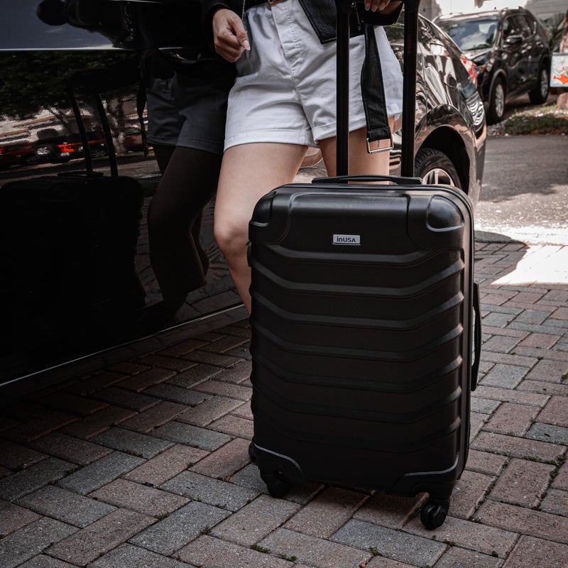 InUSA ENDURANCE Luggage with Spinner Wheels | Durable Lightweight Hardshell Suitcase, Spacious Travel Bag with Handle and Trolley | 20-Inch Carry On Small Luggage | Black - Image 5