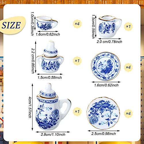 Skylety 60 Pieces 112 Scale Miniatures Dollhouse Porcelain Tea Cup Set Flower Pattern Plum Blossom Red Rose Teapot Cup Set Porcelain AccessoriesElegant Porcelain Series - Image 5