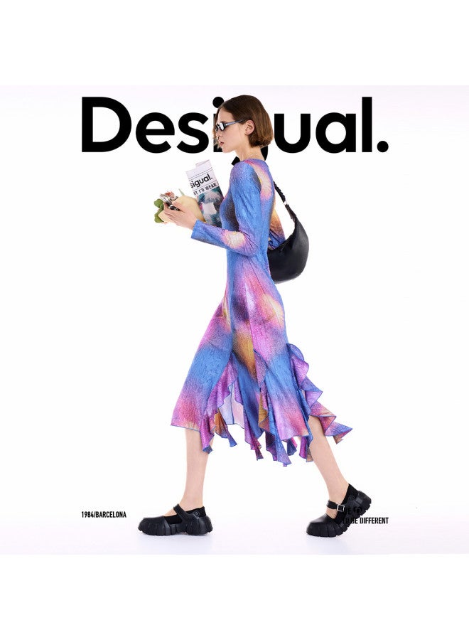 DESIGUAL Autumn/Winter 2025 New Blue Sky Daisy Floral Print Patchwork Dress - Image 2