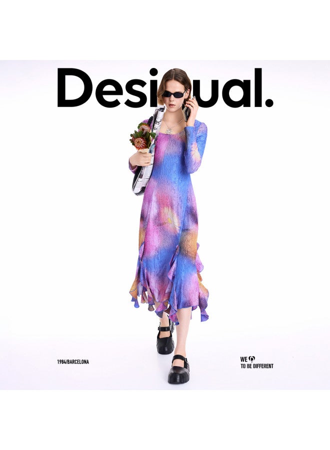 DESIGUAL Autumn/Winter 2025 New Blue Sky Daisy Floral Print Patchwork Dress - Image 5