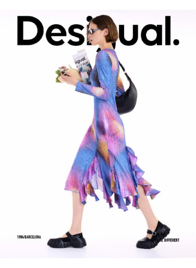 DESIGUAL Autumn/Winter 2025 New Blue Sky Daisy Floral Print Patchwork Dress - Image 1