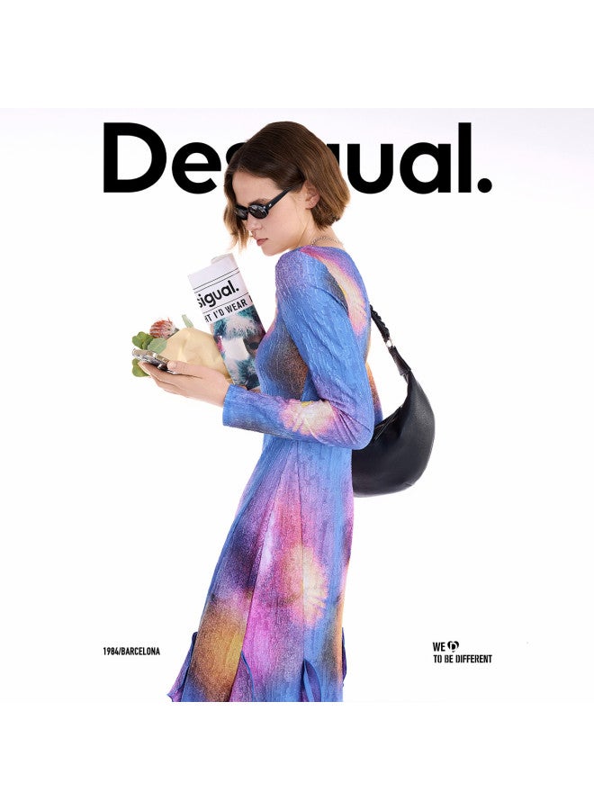 DESIGUAL Autumn/Winter 2025 New Blue Sky Daisy Floral Print Patchwork Dress - Image 3