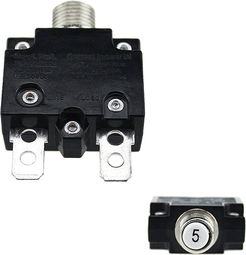 T Tocas 125-250V AC 50V DC Push Button Circuit Breakers Thermal Overload Protectorwith Quick Connect Terminals and Waterproof Button Cap 30A - Image 3