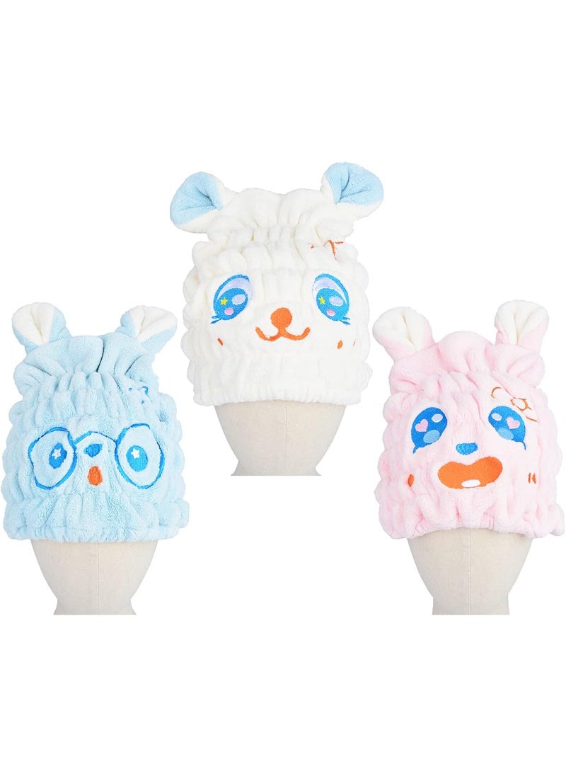 HOPESHINE - Microfiber Hair Towel Wrap Small Size for Little Girl 3Pack Super Absorbent Magic Instant Hair Drying Towels for Kids BlueWhitePink 3Pack - Image 1