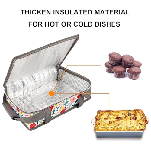 QEES Pioneer Woman Insulated Casserole Carriers for Hot or Cold Food+ 5 Cute Wooden Spoons .Pioneer Woman Kitchen Stuff.Pioneer Woman Kitchen Accessories,Gifts for Women - Image 4