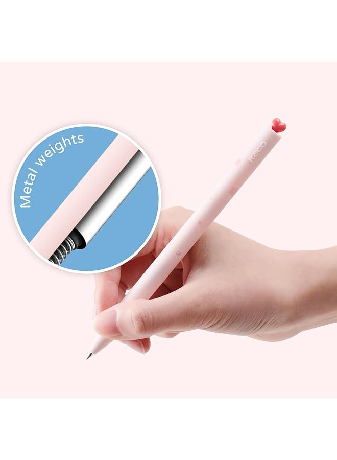 إيروريكس مجموعة أدوات مكتبية من أقلام الجل مكونة من قطعتين على شكل قلب مع 4 عبوات إضافية سوداء برأس رفيع 0.5 مم، ملحقات مكتبية، أساسيات العمل المنزلي، لوازم مدرسية للمراهقين - Image 2