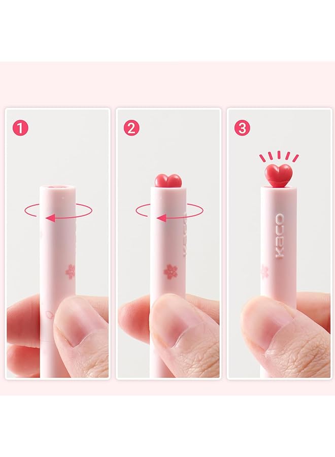 إيروريكس مجموعة أدوات مكتبية من أقلام الجل مكونة من قطعتين على شكل قلب مع 4 عبوات إضافية سوداء برأس رفيع 0.5 مم، ملحقات مكتبية، أساسيات العمل المنزلي، لوازم مدرسية للمراهقين - Image 3