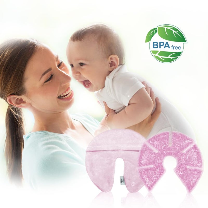 CONBELLA حزمة علاج الثدي من هلام الجل الساخن والبارد، أكياس ثلج للثدي للرضاعة، تخفيف لآلام الرضاعة، التهاب الثدي، احتقان الثدي، قنوات مسدودة، تعزيز تدفق الحليب وإنتاجه (#19 وردي) - Image 2