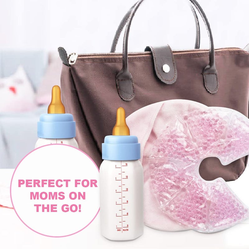 CONBELLA حزمة علاج الثدي من هلام الجل الساخن والبارد، أكياس ثلج للثدي للرضاعة، تخفيف لآلام الرضاعة، التهاب الثدي، احتقان الثدي، قنوات مسدودة، تعزيز تدفق الحليب وإنتاجه (#19 وردي) - Image 5