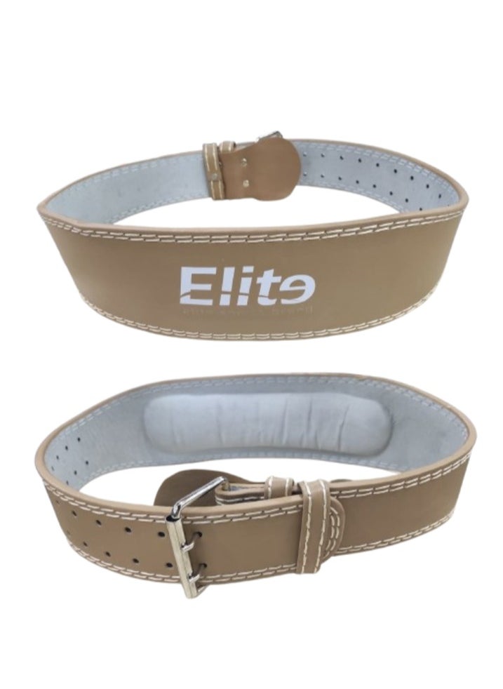 Elite Elite  premium leather weightlifting belt with lower back support for workouts, bodybuilding, functional training, weightlifting, and squats. Size 110  cm.  - Image 1