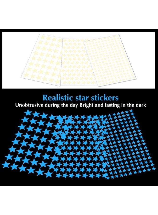 Sibba Glow in Dark Stars Stickers for Ceiling Kids Room Decor 3 Sheets Moon Wall Decals Stick Sticky Sticker Murals Paper Star Glowing Luminous Light Small 3D Space Art Paint - Image 4