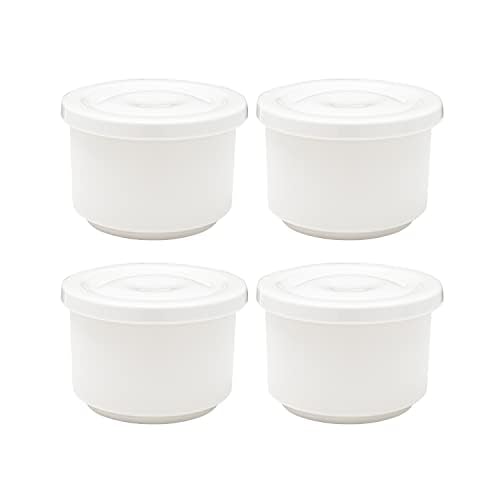 Vikko Soup Crocks With Lids 10 Ounce Modern White Soup Bowl with Cover Set of 4 Soup Dishes Dishwash Safe