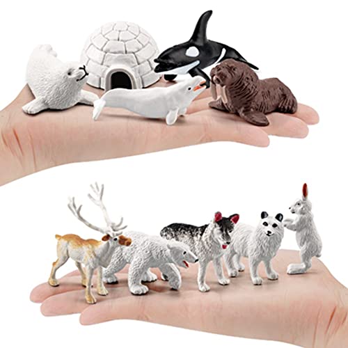 OUKEYI Mini Arctic Animals Figurines Set 18pcs Toy for Toddlers Realistic Plastic Reindeer White Whale Polar Bear Fox Wolf Figure Toy for Kids Birthday Gift - Image 5