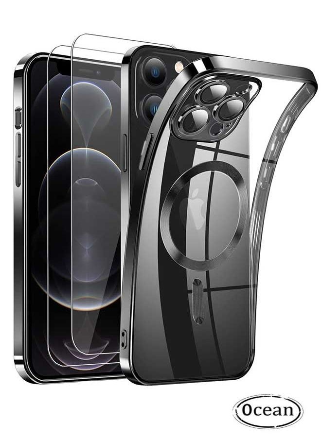 iPhone 15 Pro Case (Black), TPU Material, Anti Scratch And Shockproof, With Electroplated Magnetic Attraction, Camera Lens Full Protection, Compatible With MagSafe Wireless Charging