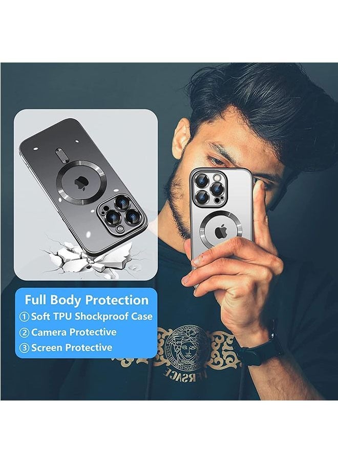iPhone 15 Pro Case (Black), TPU Material, Anti Scratch And Shockproof, With Electroplated Magnetic Attraction, Camera Lens Full Protection, Compatible With MagSafe Wireless Charging