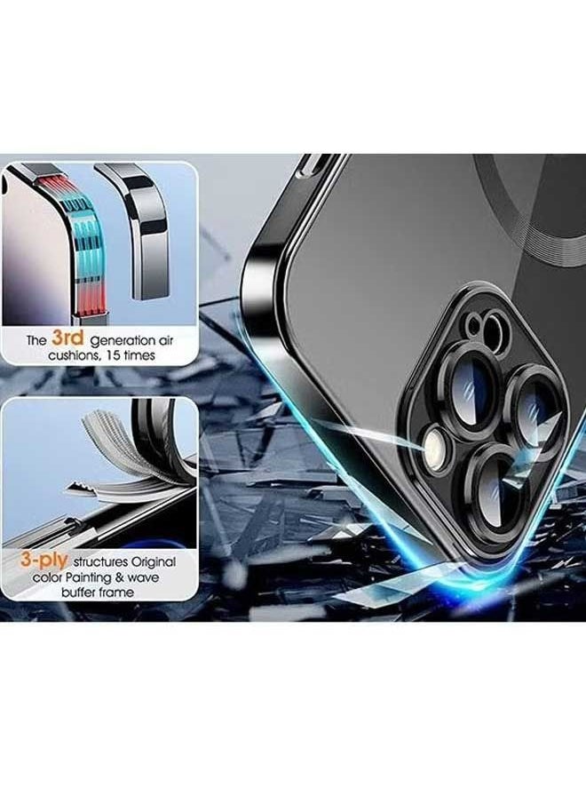 iPhone 15 Pro Case (Black), TPU Material, Anti Scratch And Shockproof, With Electroplated Magnetic Attraction, Camera Lens Full Protection, Compatible With MagSafe Wireless Charging