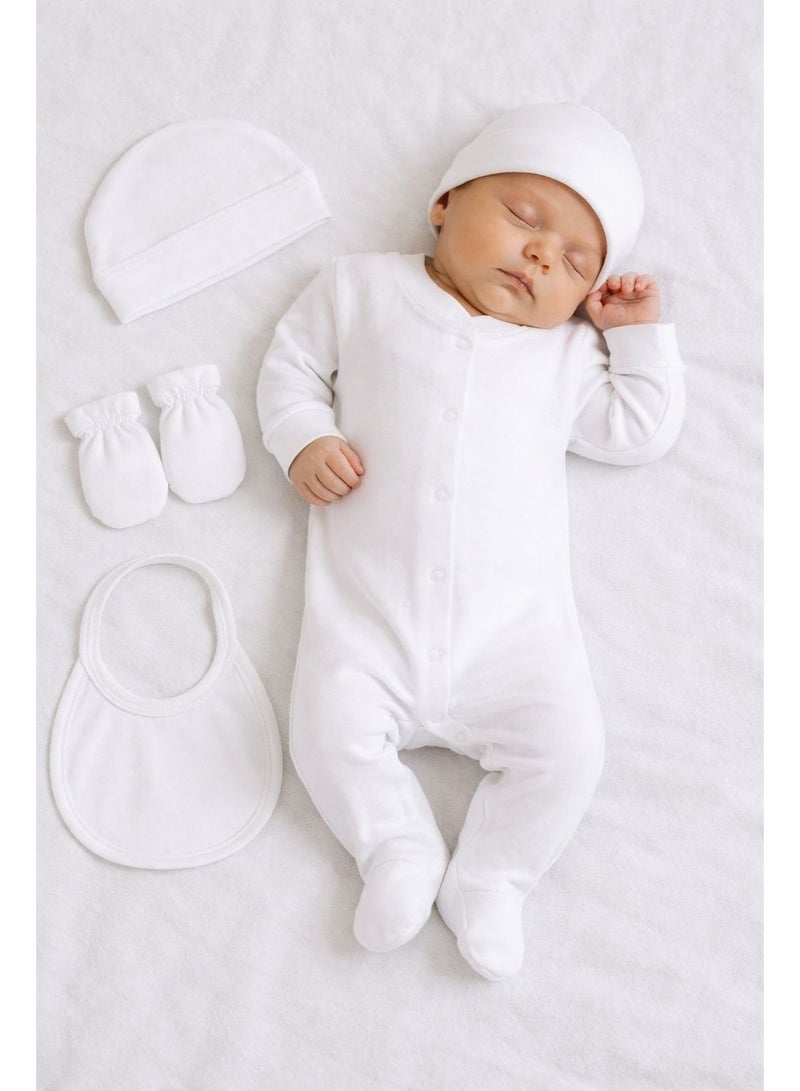 Cloud Fashion طقم بيبي حديثي الولادة 4 قطع قطن – ملابس أطفال ناعمة مريحة للاستخدام اليومي - Image 1