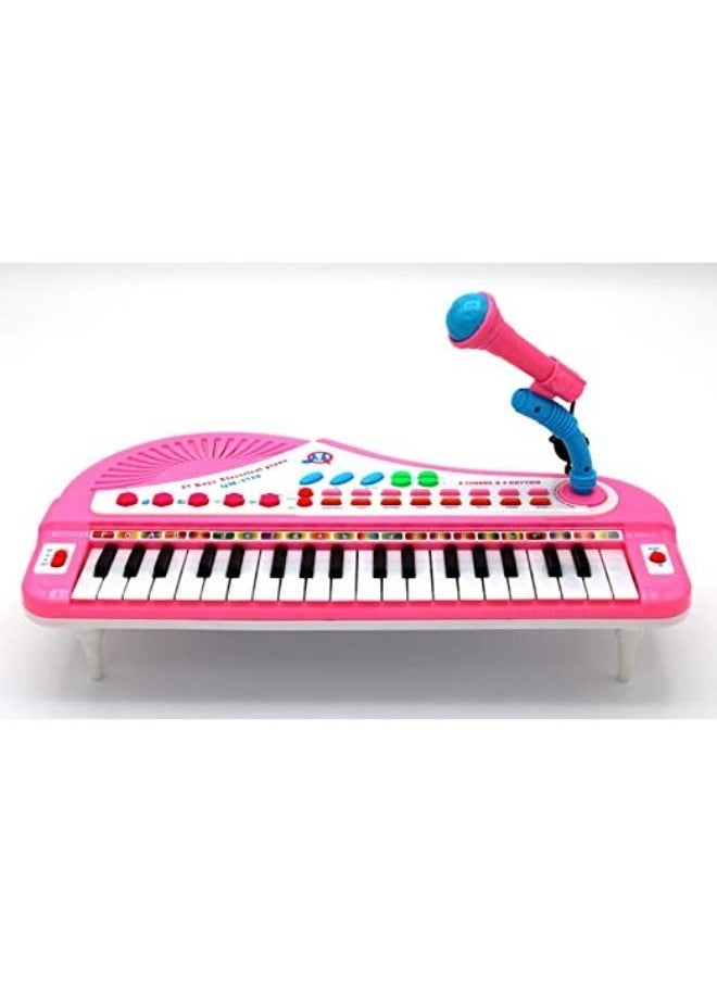 EASY FUTURE - Kid's 37-Key Electronic Toy Keyboard Piano with Microphone Pink - Image 1