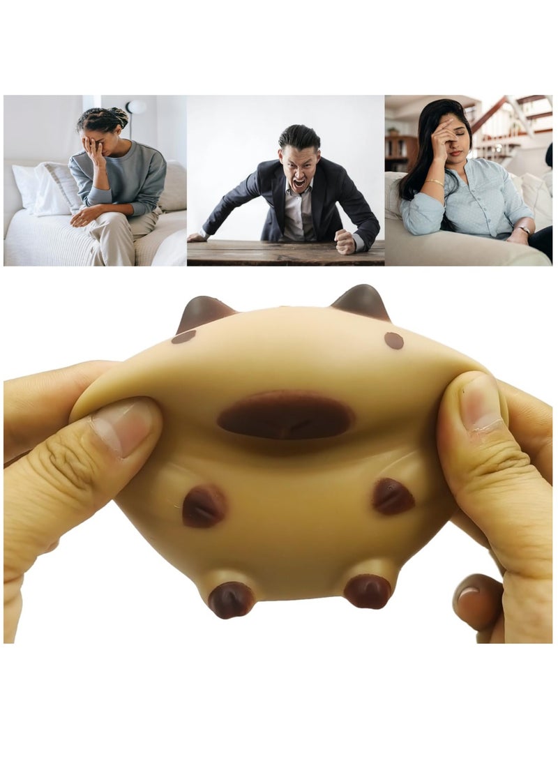 Zikra Funny Capybara Stress Ball, 2 Pcs Capybara Squishy Balls, Stress Relief Squeeze Ball for Children and Adults,Stretchy Capybara Fidget Toys ADHD Autism,Sensory Capybara Toy Gift for Birthday - Image 4