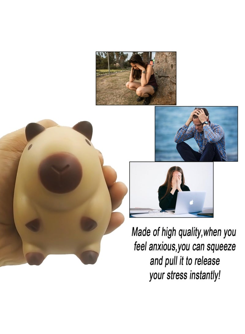 Zikra Funny Capybara Stress Ball, 2 Pcs Capybara Squishy Balls, Stress Relief Squeeze Ball for Children and Adults,Stretchy Capybara Fidget Toys ADHD Autism,Sensory Capybara Toy Gift for Birthday - Image 3