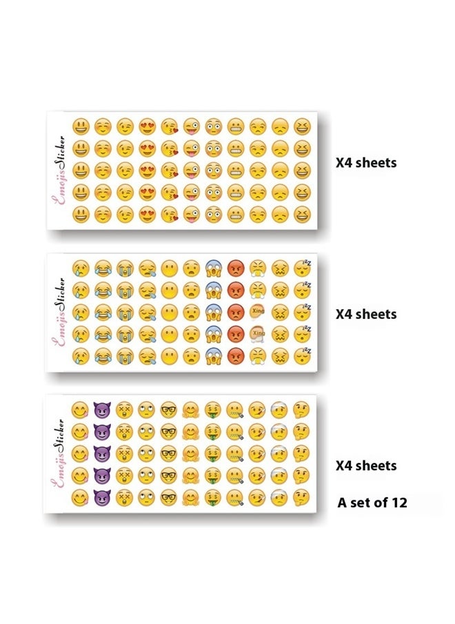 yongsheng 12-Sheet Emoji Sticker，Assorted Emoticon Stickers for Kids, Emoticon Sticker Set for Teacher Classroom Rewards, Art Supplies  - Image 1