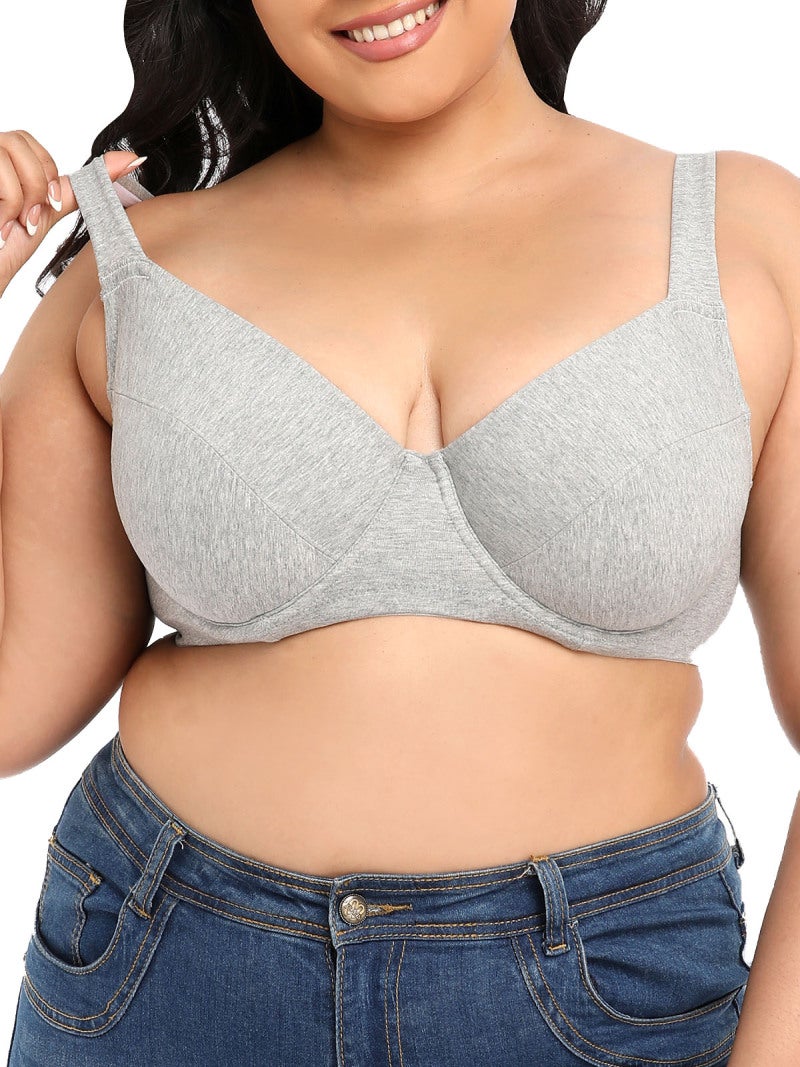 Women Plus Size Bra Full Coverage Soft Cups with Underwire - Image 1