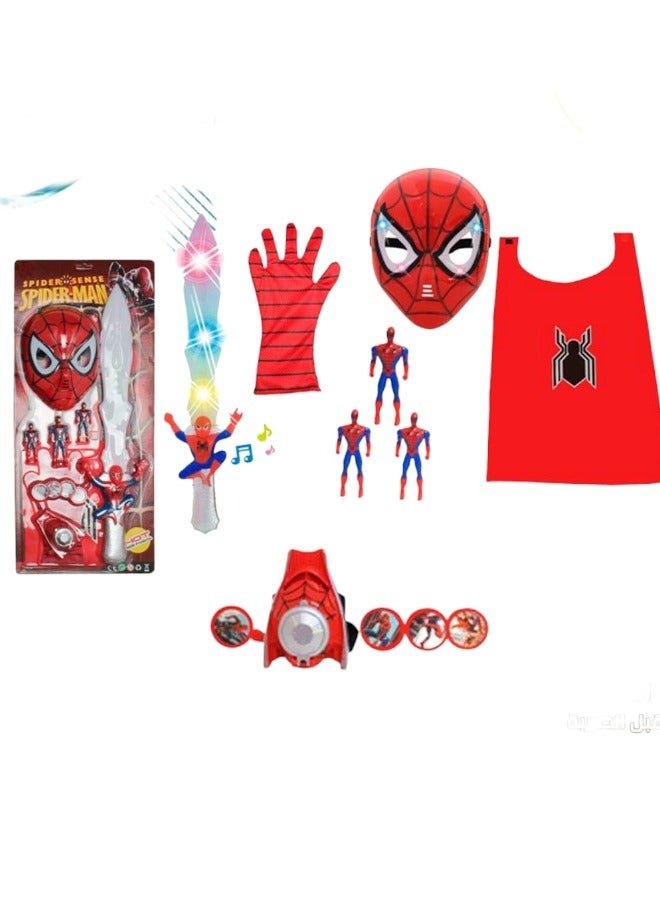 Toy Box Super Hero Toys And LED Masks, Children Superhero Clothing, Web-Shooters And Superhero Spider Badge, Suitable For Birthday Gifts Role -Play