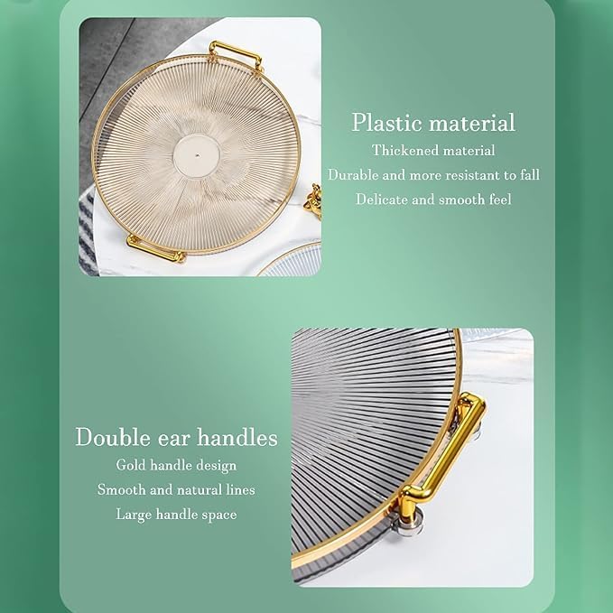 Deoxys Breakfast Tray with Handles, Plastic Transparent Modern Decorative Striped Tray for Coffee Table, Food Serving Tray for Decor Wedding Birthday Graduation Parties Farmhouse Baking - Image 4