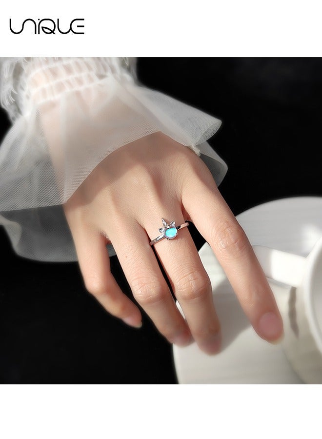 يونيك خواتم - خواتم يونيكورن - خواتم حجر قوس قزح - خواتم فضية - خواتم مفتوحة قابلة للتعديل خواتم مفصلية قابلة للتوسيع للسيدات والبنات - Image 4