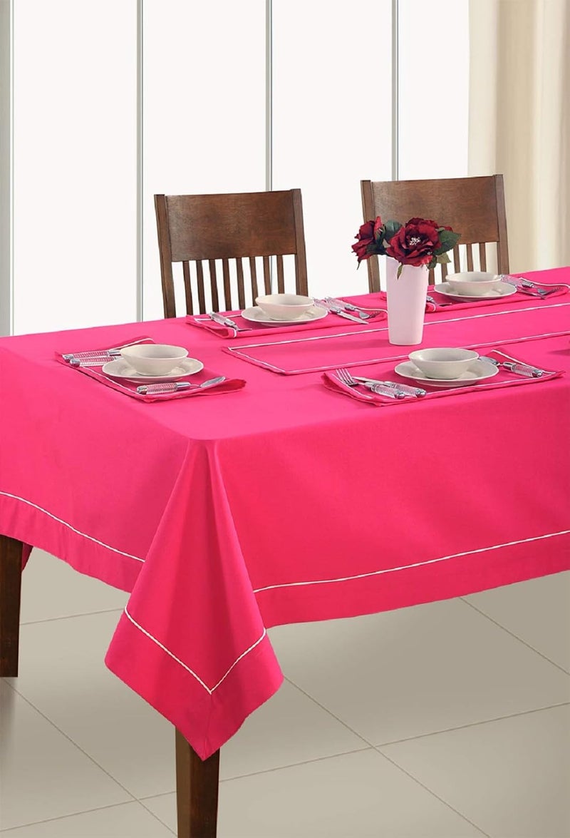 Swayam Swayam Multipurpose Cotton (150 cm x 150 cm) Table Cover/Cloth for 4 Seater Dining Table (Set 1) - 200TC, Color-Fast, Machine Washable, Pink Solid - Image 1