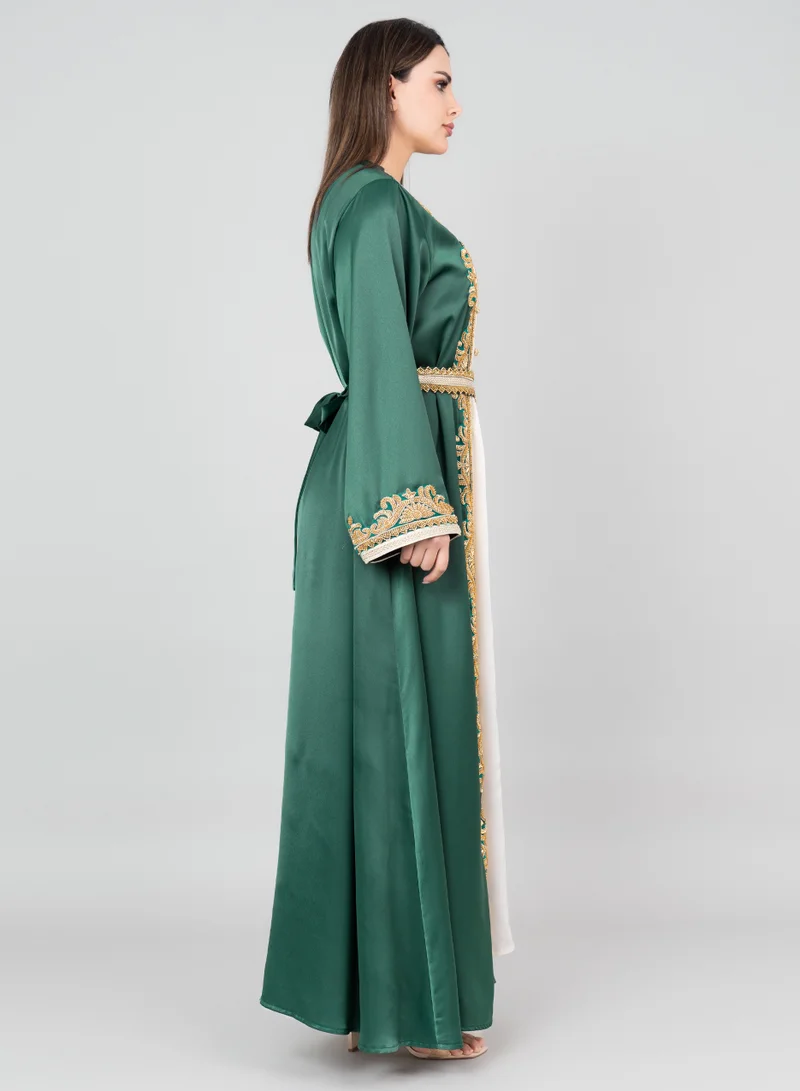IKKXA Classic Elegance Belted 2-piece Kaftan IK2020 Green