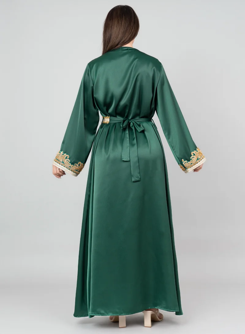 IKKXA Classic Elegance Belted 2-piece Kaftan IK2020 Green