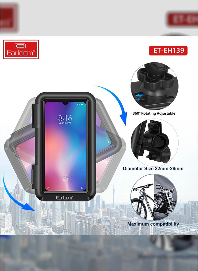 أيرلدوم دراجة نارية حامل هاتف المحمول-قوس مقاوم للماء للهواتف 4.7 إلى 6.8 بوصة ، 360-دوران ، مكافحة صدمة جبل - Image 5