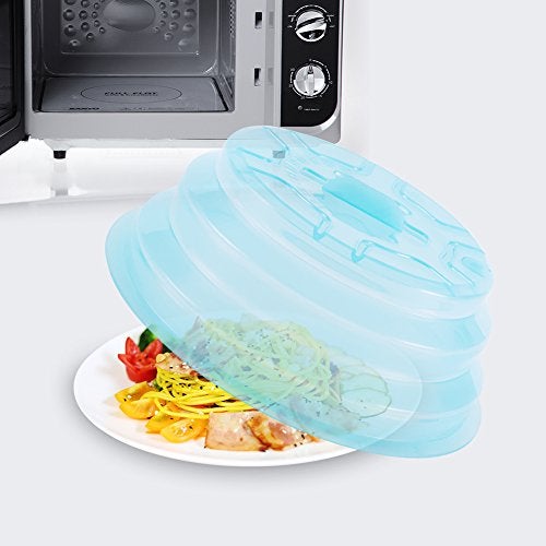 Kichwit Collapsible Silicone Microwave Plate Cover Splatter Guard, Dishwasher Safe & BPA Free, 11”, Blue - Image 2