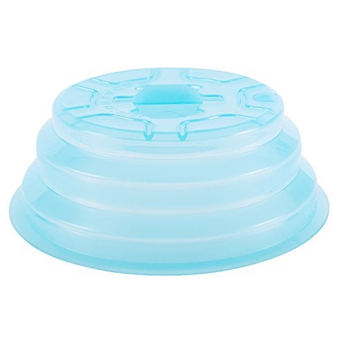 Kichwit Collapsible Silicone Microwave Plate Cover Splatter Guard, Dishwasher Safe & BPA Free, 11”, Blue - Image 1